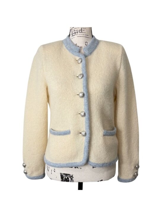 Mirabell Salzburg Sweaters - Mirabell Salzburg Womens Size Small 100% New Wool Blazer Cardigan Cream Blue